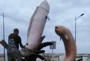 بعد السخرية والاستياء.. بوراس يهدم تمثال السمكتين بمهدية واتهامات لمجلسه الجماعي بتبذير المال العام