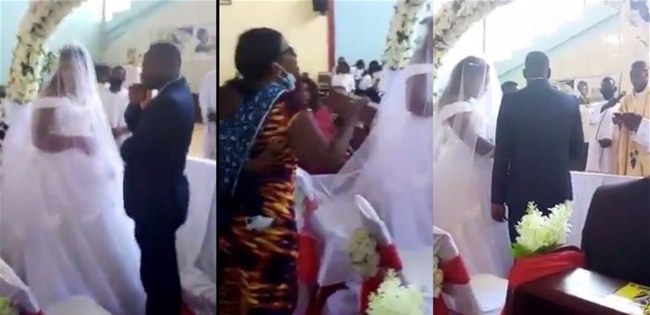 امرأة تفجر فضيحة أثناء زفاف زوجها من غيرها